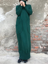 Load image into Gallery viewer, High Collar Stitching Pocket Solid Color Casual Dress