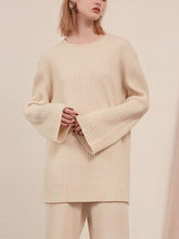 Load image into Gallery viewer, Fashion Warm Solid Color Round Neck Knitted Two-Piece Suit