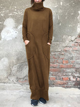 Load image into Gallery viewer, High Collar Stitching Pocket Solid Color Casual Dress