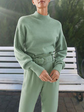 Load image into Gallery viewer, Women's High Collar Solid Color Casual Knitted Two-piece Suit
