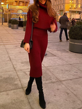 Load image into Gallery viewer, Fashion High Neck Slim Warm Knitted Sweater Dress