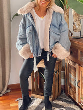 Load image into Gallery viewer, Autumn Winter Lapel Fleece on Cuffs Denim Jacket