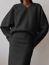 Load image into Gallery viewer, Fashion Casual V-neck Long Sleeve Solid Color Two-piece Suit