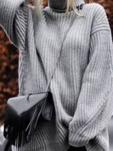 Load image into Gallery viewer, Pure Color Fashion Casual High Neck Knitted Sweater Dress