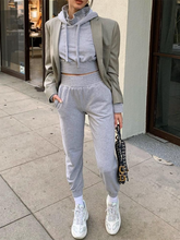 Load image into Gallery viewer, Solid Color High Neck Drawstring Hooded Loose Two-piece Suit