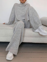 Load image into Gallery viewer, Knit Wide-Leg Pants Turtleneck Sweater Two-Piece Suit