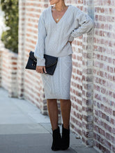 Load image into Gallery viewer, Elegant V-Neck Tie Design Women'S Knitted Suit