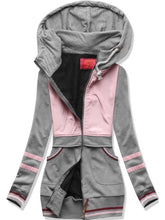 Load image into Gallery viewer, Warm Casual Zip Contrast Hoodie