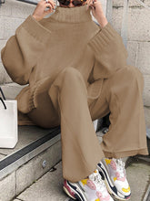 Load image into Gallery viewer, Solid Color High Neck Loose Knit Suit