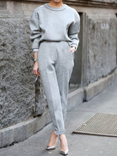 Load image into Gallery viewer, Simple Fashion Loose Round Neck Long Sleeve Top Pants Suit