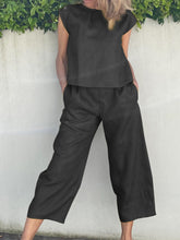 Load image into Gallery viewer, Fashion Casual Solid Color Loose Round Neck Short Sleeve Two-piece Suit
