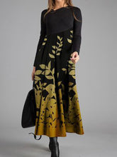 Load image into Gallery viewer, Fashion Casual Leaf Silhouette V-neck Long Sleeve Dress