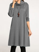 Load image into Gallery viewer, Simple Casual Loose High Neck Long Sleeve Dress