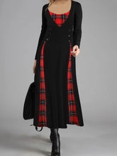 Load image into Gallery viewer, Retro You Check Long Sleeve Maxi Dress