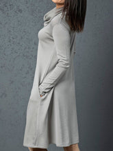 Load image into Gallery viewer, Simple Casual Loose High Neck Long Sleeve Dress