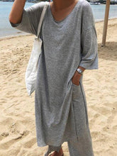 Load image into Gallery viewer, Cotton Blend Casual Long Sleeve Dress