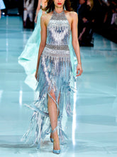 Load image into Gallery viewer, Fashion Sexy Tassel Suspender Evening Maxi Dress