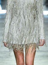 Load image into Gallery viewer, Fashion Solid Color Long Sleeve Tassel Evening Dress