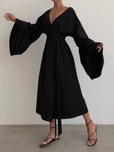 Load image into Gallery viewer, Pure Color Fashion V-Neck Belt Ladies Dress