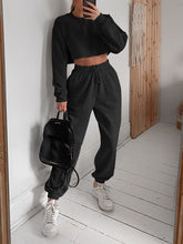 Load image into Gallery viewer, Casual Round Neck High Waist Sports Loose Two-piece Suit
