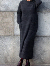Load image into Gallery viewer, Autumn Winter Solid Color Casual Cotton Dress