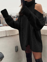 Load image into Gallery viewer, Women'S Warm Casual High Neck Strapless Sweater Dress