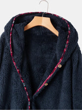 Load image into Gallery viewer, Artistic Print Stitching Lamb Wool Hooded Women's Jacket