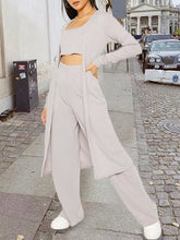 Load image into Gallery viewer, Fashion Women's Round Neck Cardigan Knitted Three-piece Suit