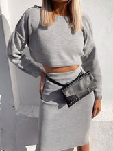 Load image into Gallery viewer, Fashion Slim Round Neck Knitted Tight Fit Skirt Suits