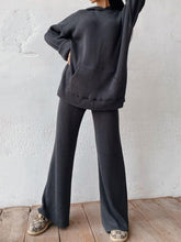 Load image into Gallery viewer, Knitted Hoodie Wide Leg Pants Set