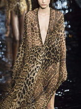 Load image into Gallery viewer, Sexy V-neck Leopard Print High Waist Long Dress