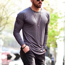 Load image into Gallery viewer, Men'S Cotton Round Neck Slim Long Sleeve T-Shirt