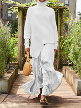 Load image into Gallery viewer, Turtleneck Pullover Two-piece Irregular Solid Color Skirt