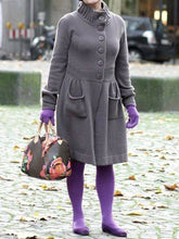 Load image into Gallery viewer, Loose Stand-up Collar Solid Color Knitted Old Women's Woolen Coat