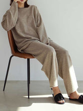 Load image into Gallery viewer, Fashion Knitted Solid Color Loose Two-piece Suit