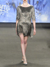 Load image into Gallery viewer, Fashion Solid Color Sexy Tassel Evening Dress