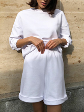 Load image into Gallery viewer, Pure Color Long Sleeve Shorts Casual Suit