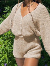 Load image into Gallery viewer, Women'S Solid Color V-Neck Button Top Knitted Two-Piece Suit