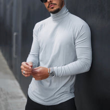 Load image into Gallery viewer, Men Simple Long Sleeve High Neck Plain T-shirt