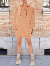 Load image into Gallery viewer, Pure Color Hooded Printed Casual Sweater Dress