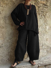Load image into Gallery viewer, Simple Casual Loose Round Neck Long Sleeve Top Pants Suit