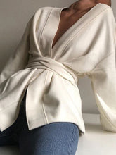 Load image into Gallery viewer, Fashion Casual V-neck Solid Color Long-sleeved Top