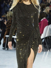 Load image into Gallery viewer, Fashion Long Sleeve Round Neck Irregular Evening Dress