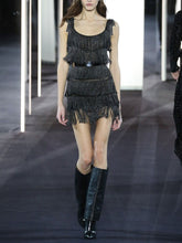 Load image into Gallery viewer, Fashion Strapless Sleeveless Fringe Mini Dress