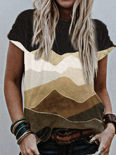 Load image into Gallery viewer, Mountain Print Crew Neck T-shirts