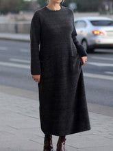 Load image into Gallery viewer, Autumn Winter Solid Color Casual Cotton Dress