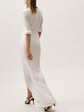 Load image into Gallery viewer, Sexy V-neck Mid-sleeved Evening Maxi Dress