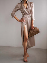 Load image into Gallery viewer, Fashion V-neck Silk Slit Party Maxi Dress