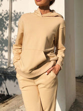 Load image into Gallery viewer, Fashion Solid Color Hooded Casual Two-piece Suit