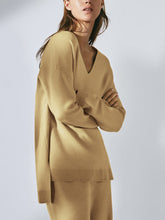 Load image into Gallery viewer, V-Neck Solid Color Irregular Hem Knitted Suit